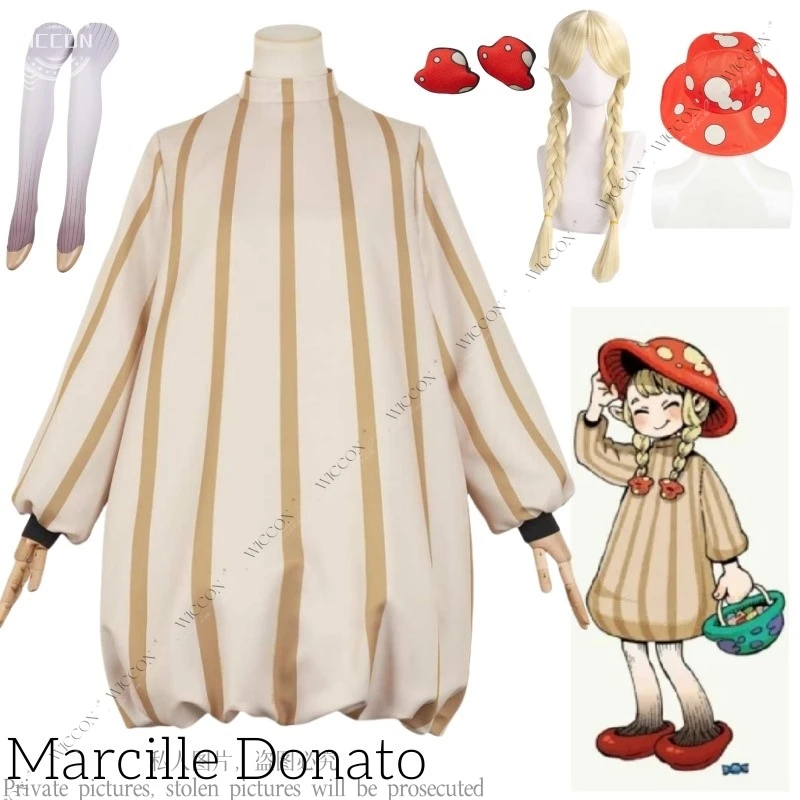 Марсиль Донато Красный ходячий гриб Аниме Косплей Костюм Парик Шляпа Вкусный Cos