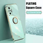 Модный мягкий чехол с квадратным кольцом-держателем для Xiaomi Redmi Note 11 10 Pro Plus Max 9 10S 9S K40 9A 9T