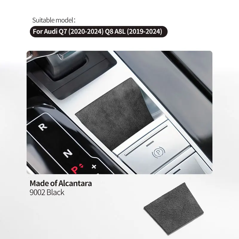 

Для Audi Sport FY Q8 4M Q7 S8 A8 D5 из алькантары, центральная консоль, кнопка ручного тормоза, накладка, наклейка, аксессуары для салона автомобиля