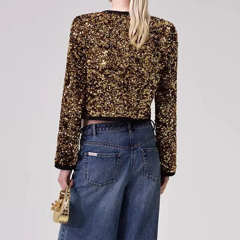 Женский блейзер с круглым вырезом и длинным рукавом