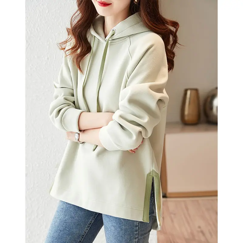 

All-match Fashion Woman Sweatshirts 2023 Korean Hooded Pullovers Autumn Winter Loose Hoodies Solid Women Clothing A242