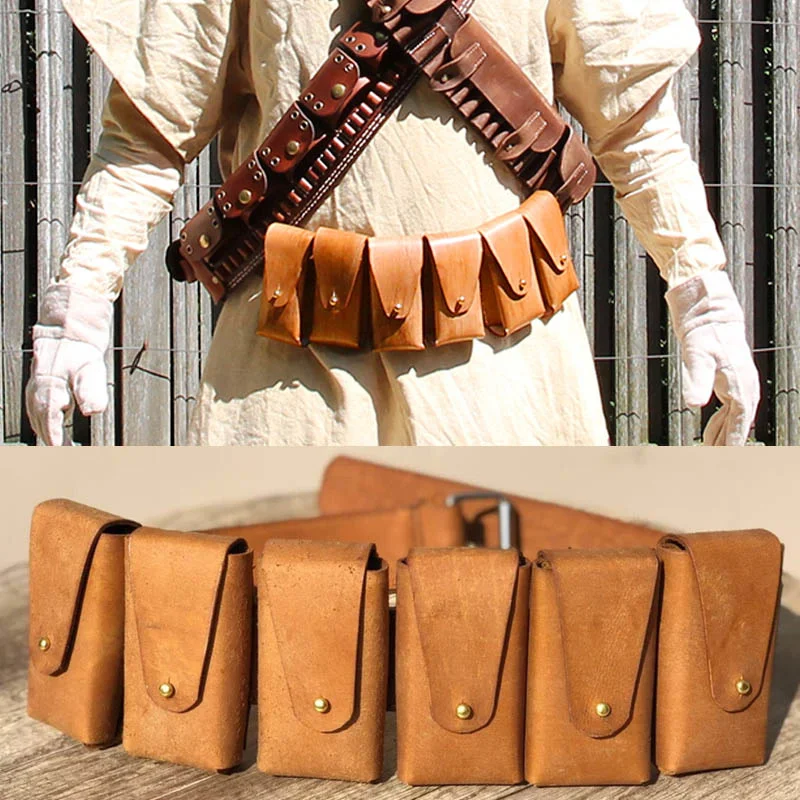 

Steampunk Tusken Sand People Leather Belt Pouch Cavalry Bandolier Cartridge Bag Sash Raider Cosplay Costume Accessory Fanny Pack