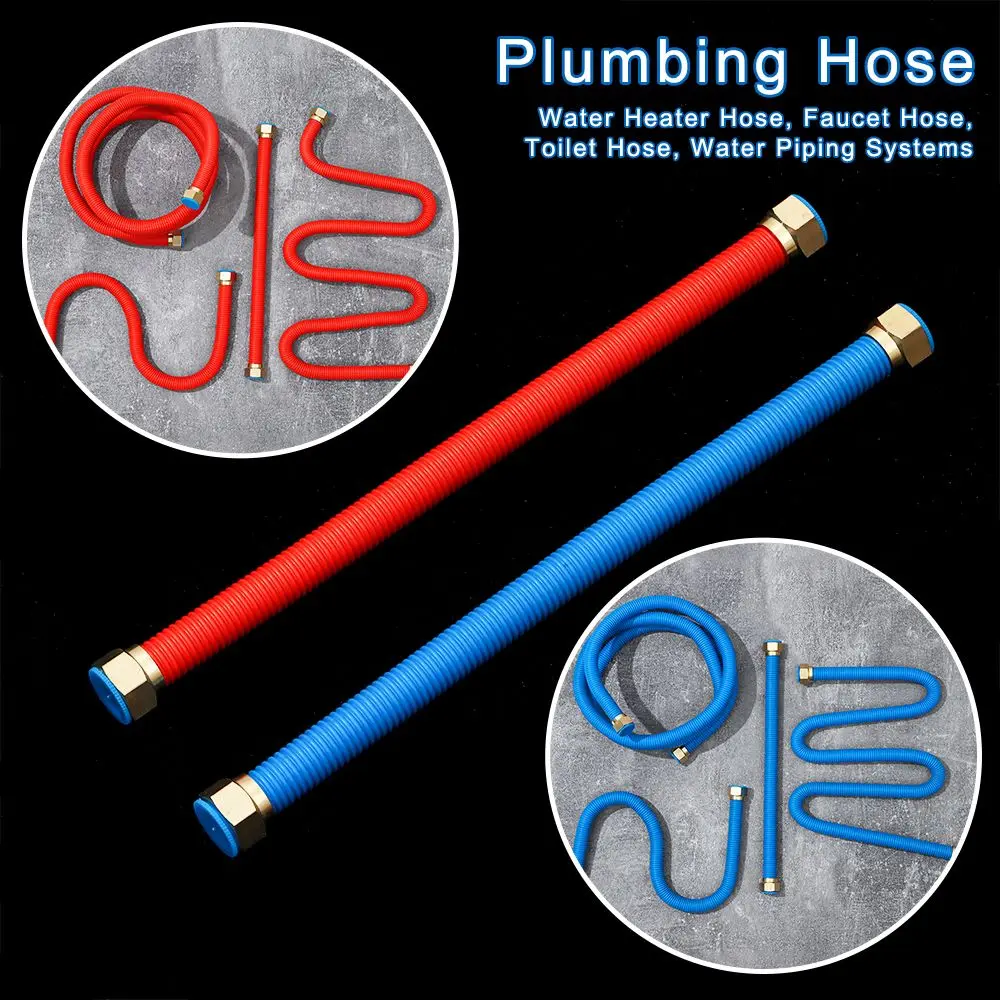 

Kitchen Bathroom Water Basin Heater Connector Water Tube Corrugated Pipe with Wrench Plumbing Hose 1/2"