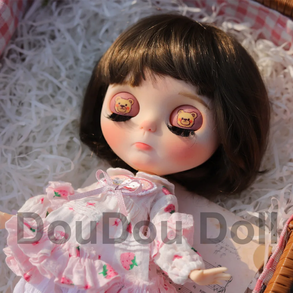 

TBL 19 joint blyth doll with makeup face white skin with hair Girl gift DIY cute rabbit teeth expressions makeup doll 6.11.6