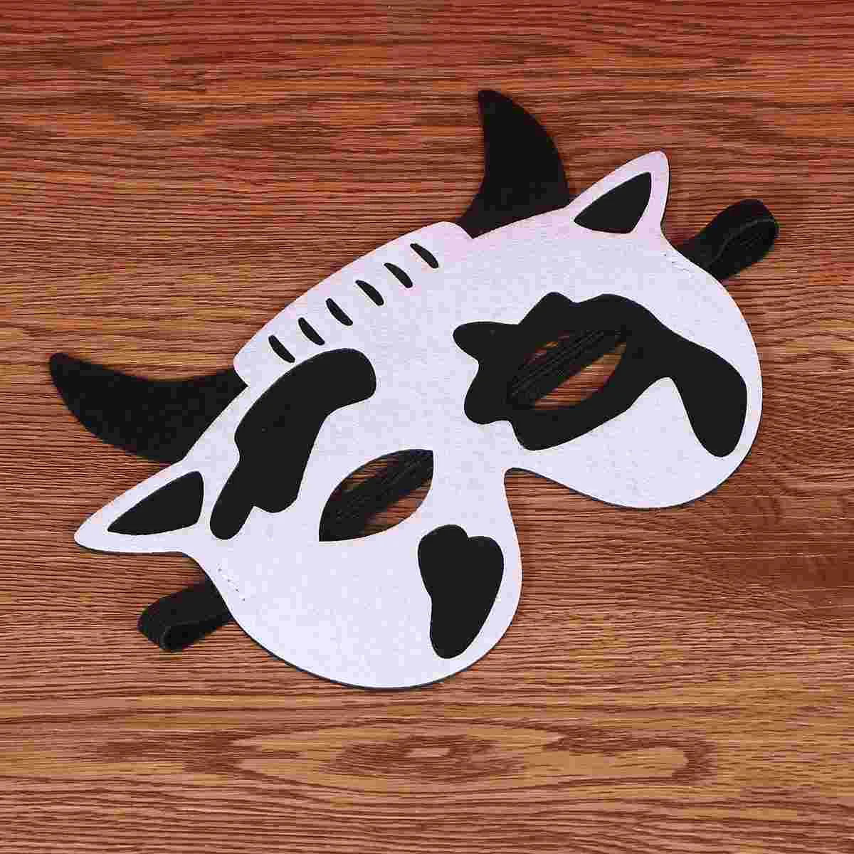 

4Pcs Decorative Masks Performance Props Parents-child Campaign Non-woven Fabrics Cow Cartoon Animals Props for Kids Children