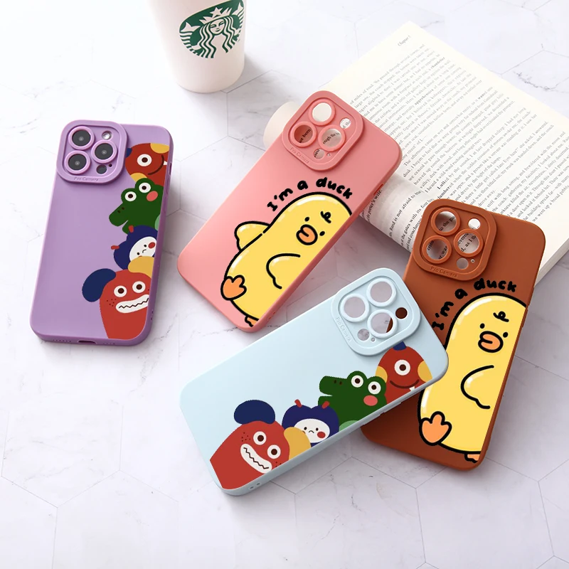 

Cute Cartoon Lens Protection Phone Case For iPhone 14 12 11 13 Pro Max Case Cover on iPhone 13 Mini X XS Max XR 8 7 14 Plus SE