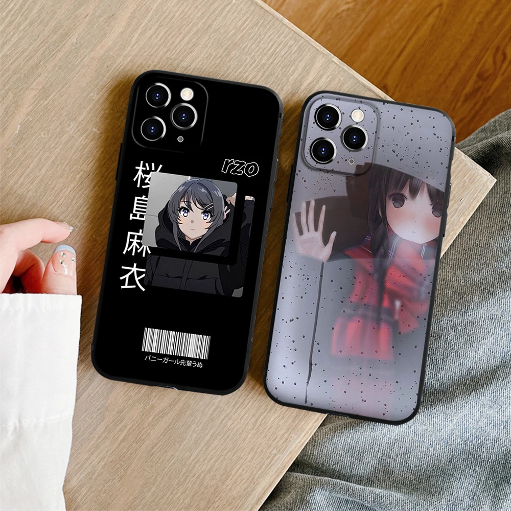 

FOR IPhone 14 Trendy Soft Case for Iphone 14 11 12 Pro 8 7 Plus X 13 Pro MAX SE2020 XR XS RICCU-Sad Anime girl Soft Covers