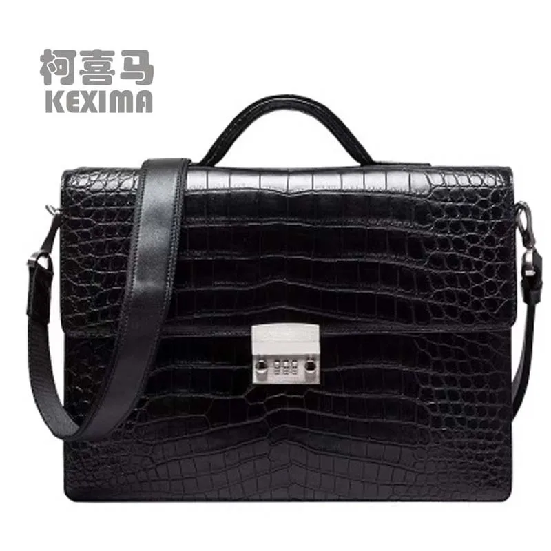 

KEXIMA ourui true crocodile handbag male Genuine crocodile leather business Men's briefcase arge capacity men handbag men bag