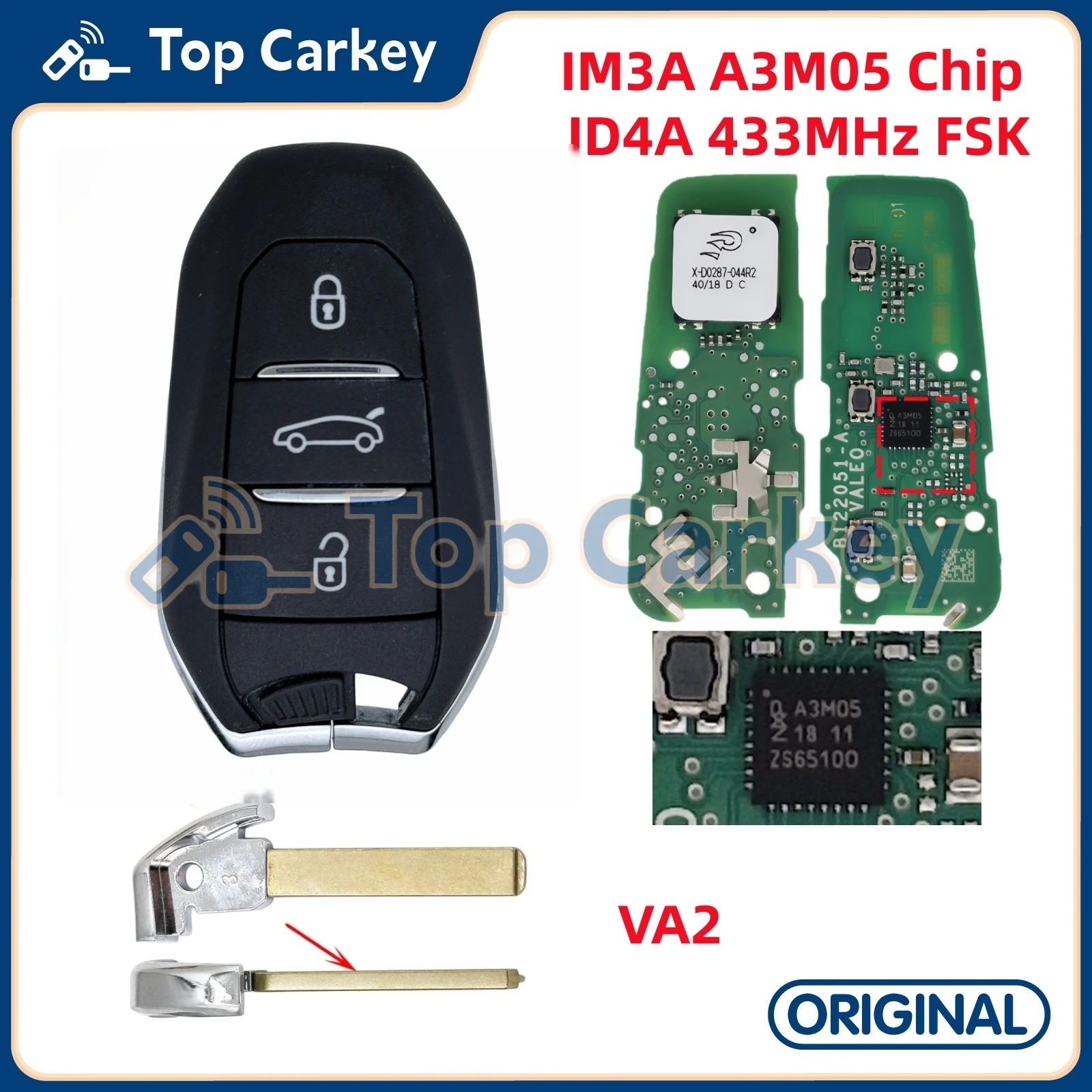 

TopCarkey оригинальный IM3A смарт-удаленный ключ ID4A A3M05 чип 433 МГц для DS3 DS4 DS5 DS6 DS7 DS9 DS 3 DS 7 Crossback