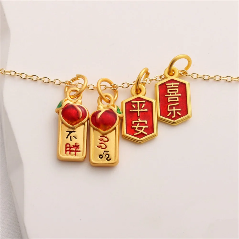 

Dummy gold more food not fat peace and joy pendant diy handmade bracelet necklace earrings ear hook pendant accessories