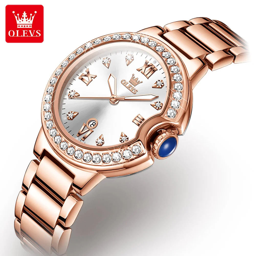 

OLEVS Women Watches Brand Luxury Diamond Dress Quartz Ladies Wrist Watch Stainless Steel Watches Bracelets For Female Gift Clock