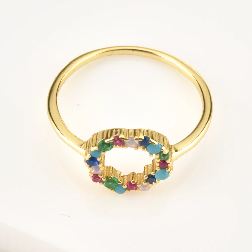 Кольцо с цирконом ANDYWEN из серебра 100% пробы 18 карат золотого цвета разноцветными