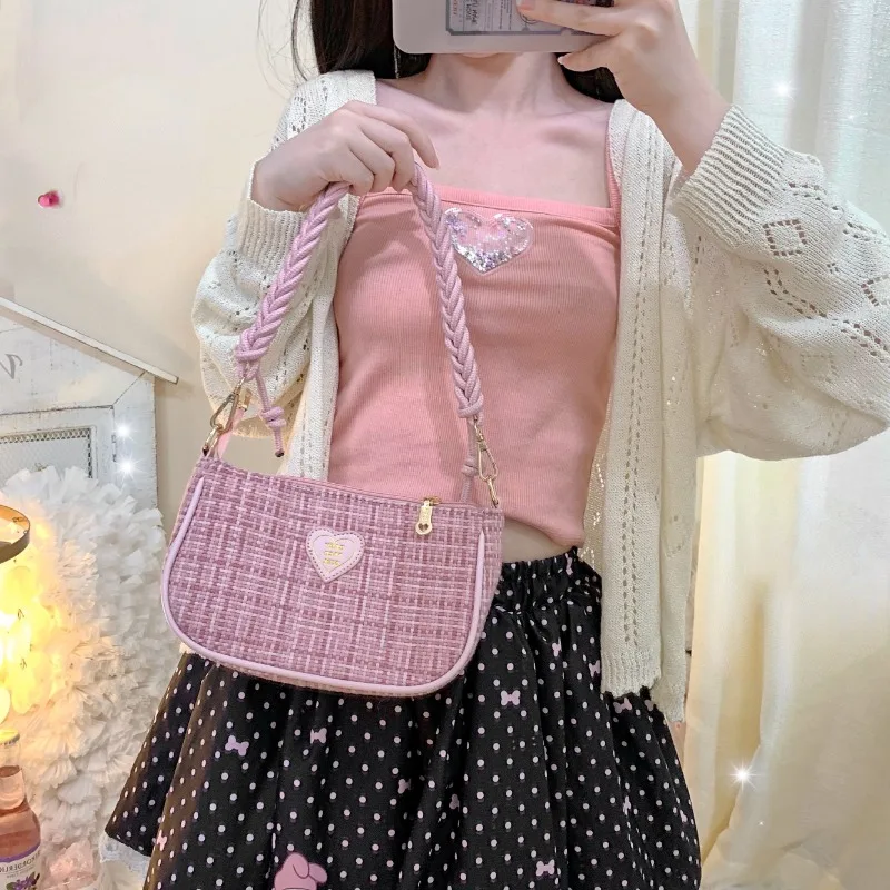 

Sweet Lolita Bag Teenage Girls Vintage Plaid Shoulder Bags for Women Elegant Cute JK Uniform Crossbody Bag Chic Bolsas сумка
