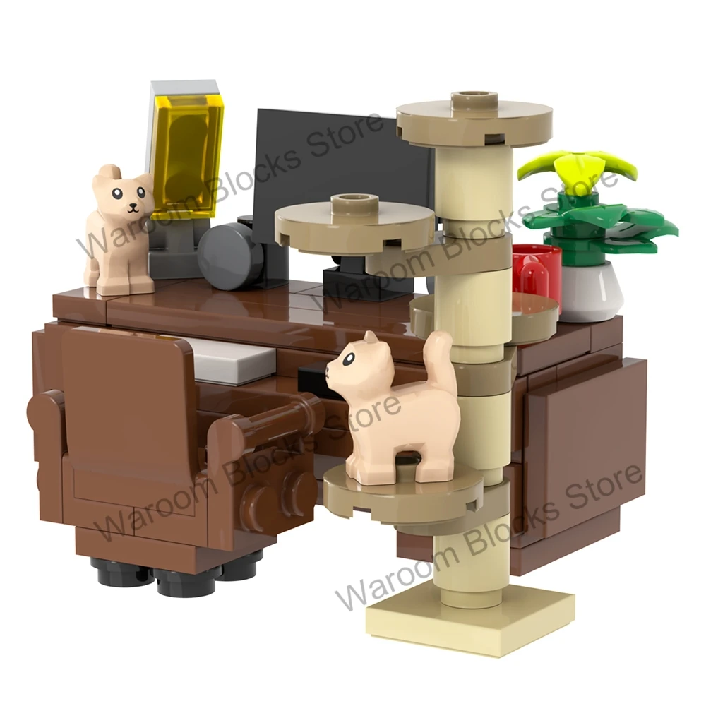 Фото MOC City Bricks Компьютерные столы Мебель Игровой офис Совместимые фигурки Строительные блоки Креативные игрушки для детей Подарок для взрослых №4