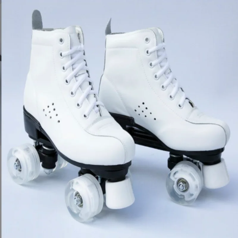 New adult double row skates children four-wheeled skates adult men and women roller skates double row skating shoes flash