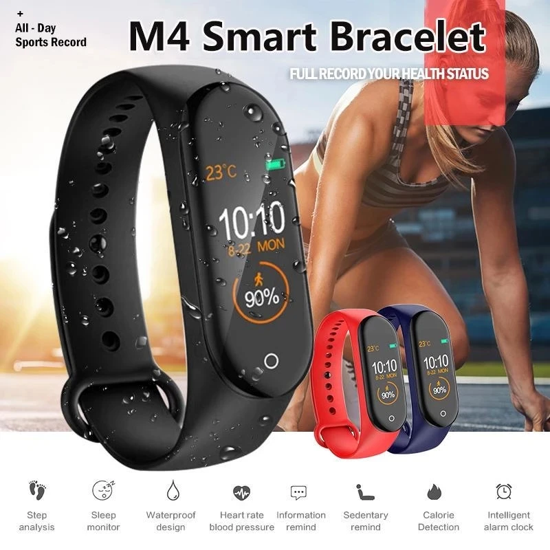 Женские и мужские умные часы M4 Bluetooth-браслет монитор пульса давления