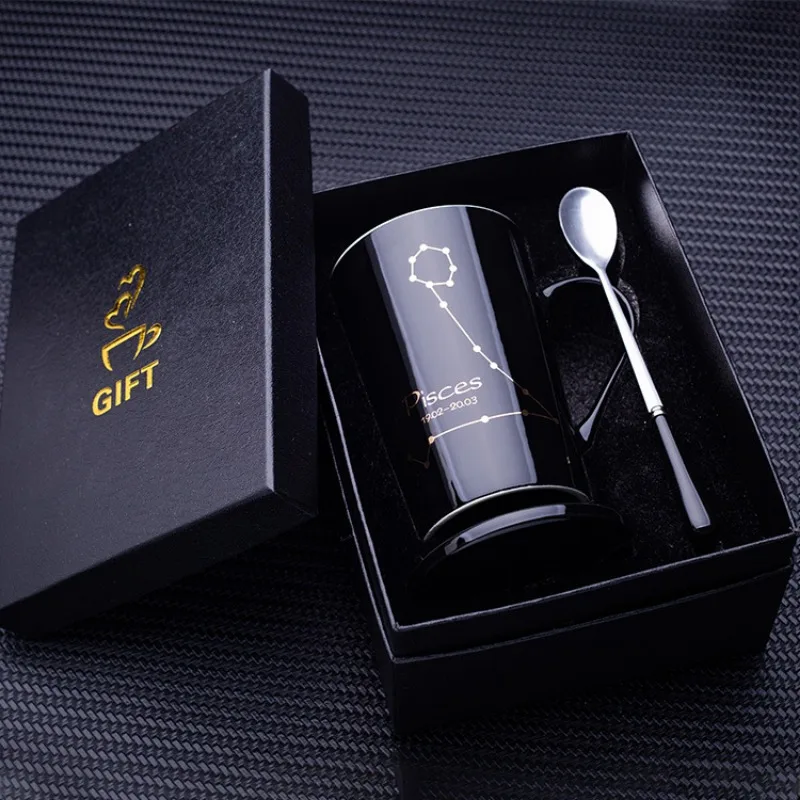 Пара керамических чашек серии двенадцать созвездий Офисная чашка с крышкой и