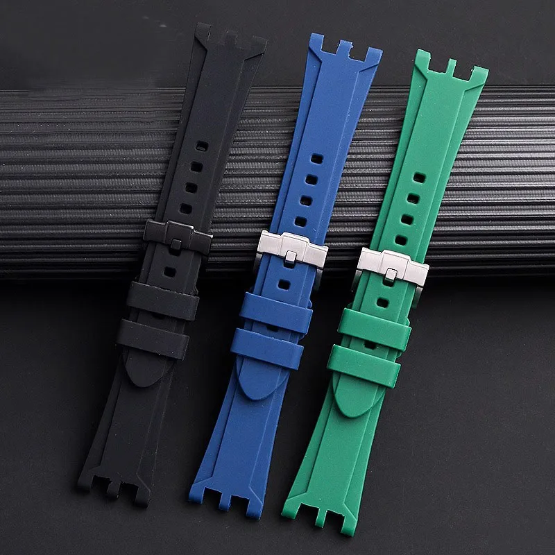 Фото Высококачественный ремешок для часов с двойной застежкой 24 мм для Versace V-RACECHRONO, силиконовый резиновый ремешок, аксессуары для часов GTM №2