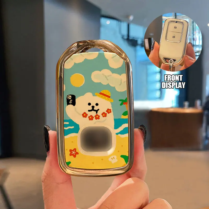 Чехол для автомобильного ключа милый чехол Honda Lucky Vezel City Civic Jazz BRV BR-V HR-V Shuttle Gp8 19CRV