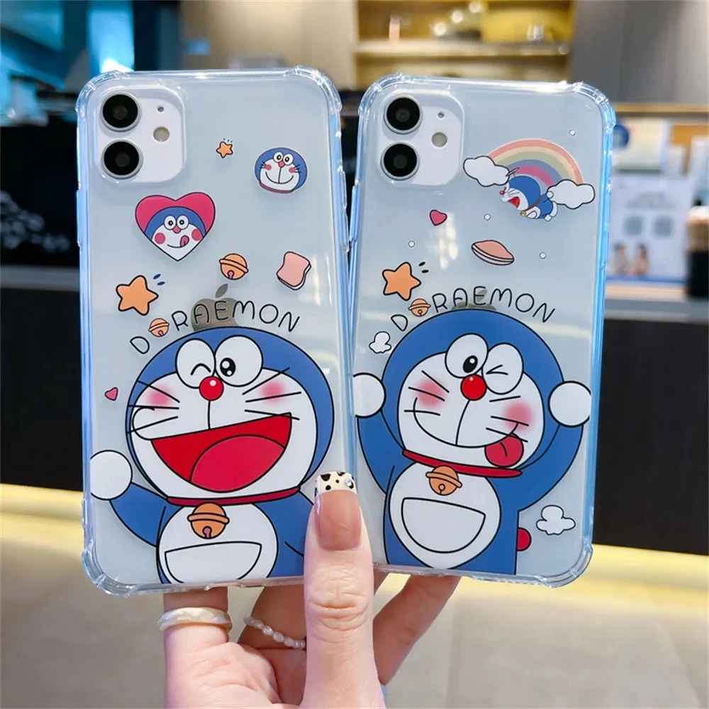 

Bandai Funny Cartoon Doraemon Clear Silicon Couple Mobile Phone Case For iPhone 7 8Plus XR Xs XsMax 11 12 13 Pro Max Case