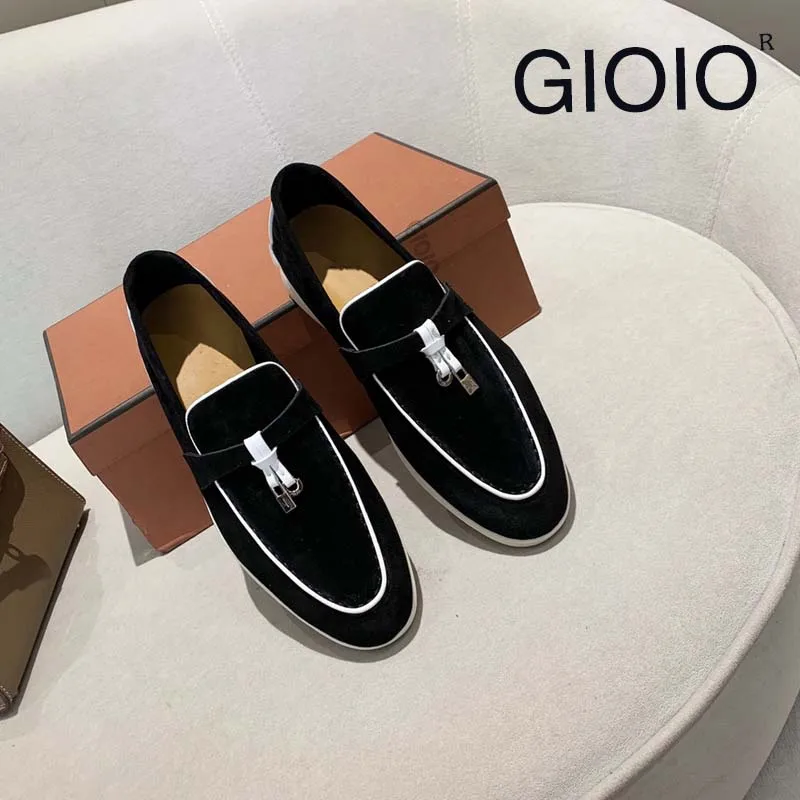 

LORO Designer Luxury Brand High Quality Casual Loafers Shoes Women 2023 Suede Leather Flat Walking Mocasines driving Shoe Men's