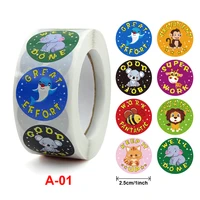 500pcs 2 5cm1inch cartoon animal elephant monkey panda children cute toy game sticker diy gift sealing label decoration supply
