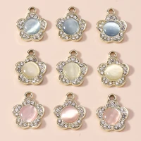10pcs 15x18mm elegant crystal flower charms pendants for jewelry making women fashion earrings necklaces diy crafts accessories