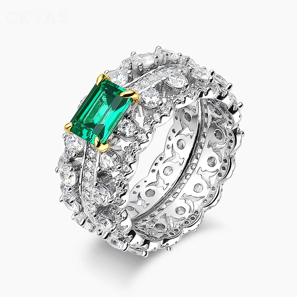 

Женское кольцо из серебра 100% пробы, со сверкающими бриллиантами и изумрудом