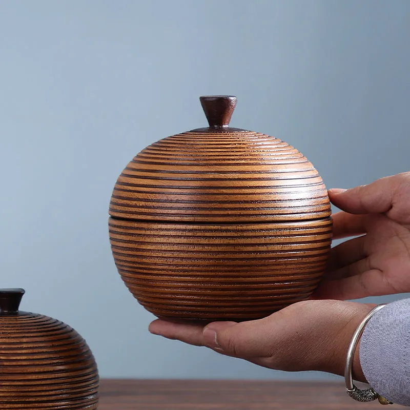 Деревянная банка для конфет с крышкой коробка чая домашний круглый ароматизатор