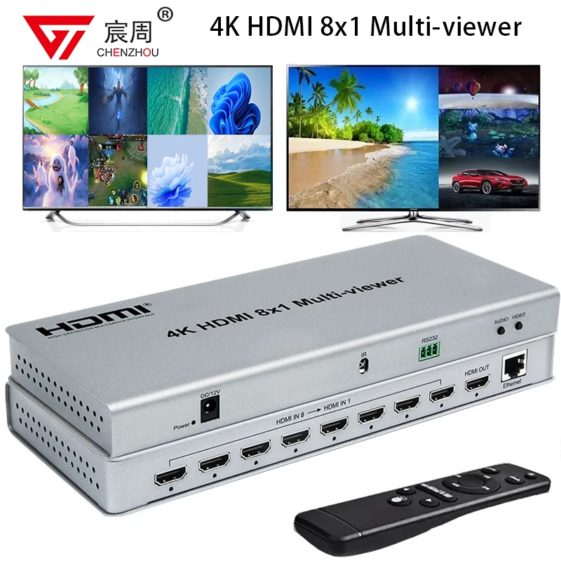 Фото 4K HDMI 8x1 мультипросмотр 8 в 1 выход HDMI мультипросмотр бесшовный переключатель 8 картинок HDMI мультипросмотр 1 ТВ монитор просмотр Мультиэкран №1