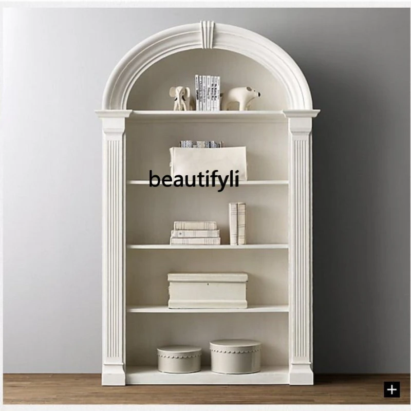 

Детский книжный шкаф из массива дерева yj в американском стиле, книжный шкаф с французской аркой, винтажная книжная полка, шкафчик с дисплеем
