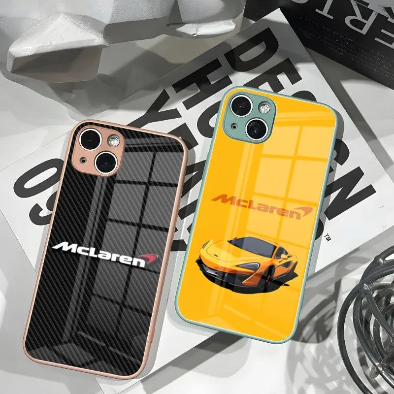 

Роскошный спортивный автомобильный чехол для телефона McLaren Новинка для IPhone 14 13 11 12 XR XS MAX 7/8 X Plus Цветные чехлы из закаленного стекла для пар