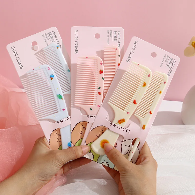 

2pcs/set Cute Kids Hairdressing Comb Anti-static Pointed Tail Comb for Girls Strawberry Fruit Hair Cmb Kids Hair Comb