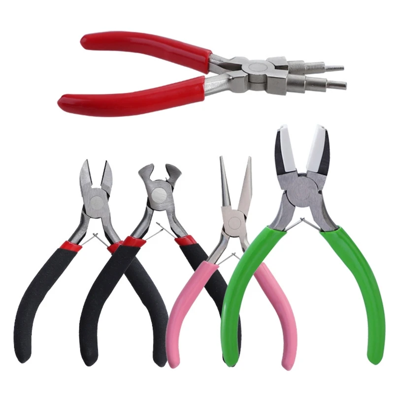 

6 in 1 Button Making Pliers Wire Loop Forming Pliers with Non-slip Handle H8WF