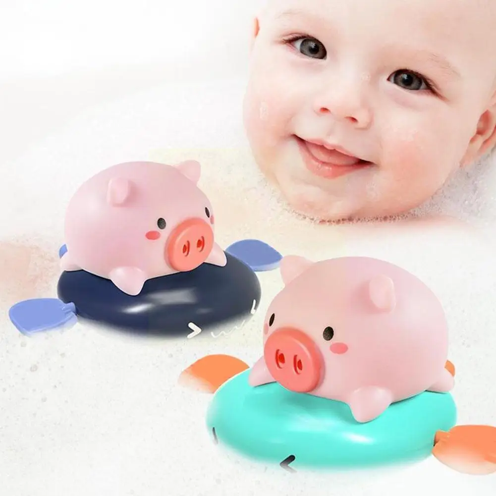 

1pcs Classic Baby Water Toy Cute Cartoon Animal Pull Up Wind Pig Swim Clockwork Chain Toy Funny The Beach Bath Toy Infant K C0b7