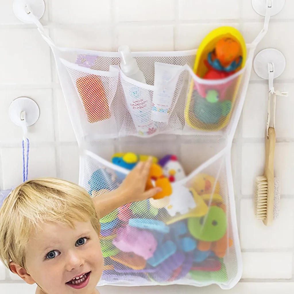 

Bath Toy Organizer Bag Storage Baby Bed Storage Bag Net Mesh Bathroom Holder Kids Bathtub Tubhanging Closet For Diapers Toys