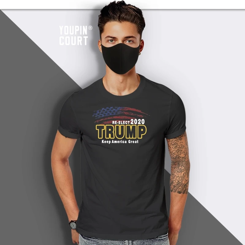 

Donald Trump 2020 Re Elect T Shirt USA Flag Stars Stripes Make America MAGA Political Election Tees T Shirt Men Black Tee Tee