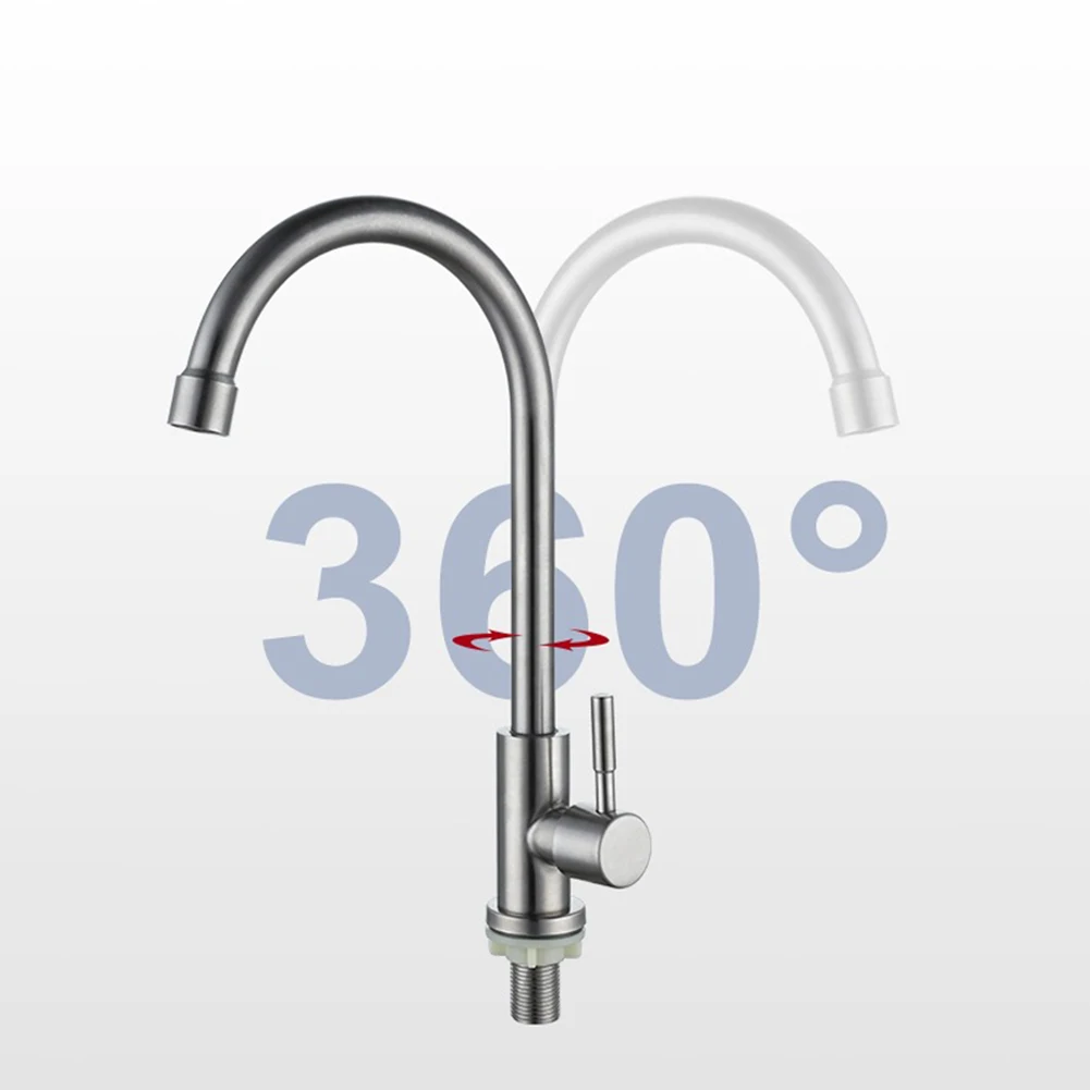 

304 Stainless Steel Kitchen Bathroom Faucet Water Purifier Single Lever Hole Tap Cold 360° Rotatable Faucet For Kitchen Faucet