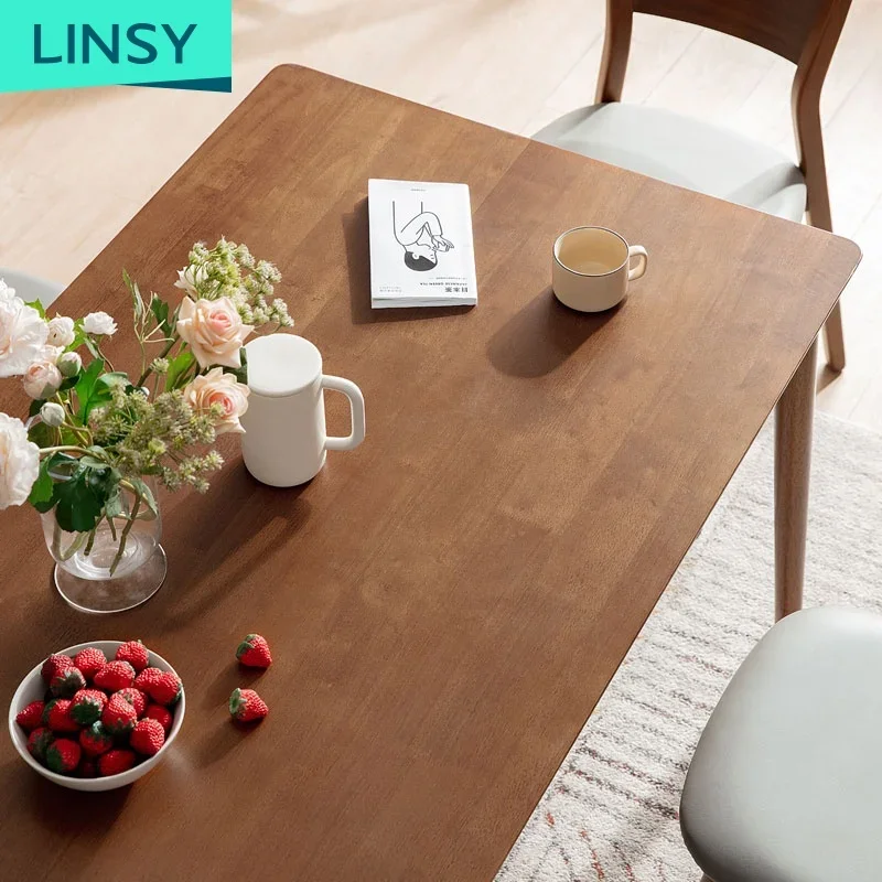 Nordic 4 6 Seater Long твердый деревянный стул черный квадратный обеденный стол набор Ls003R11