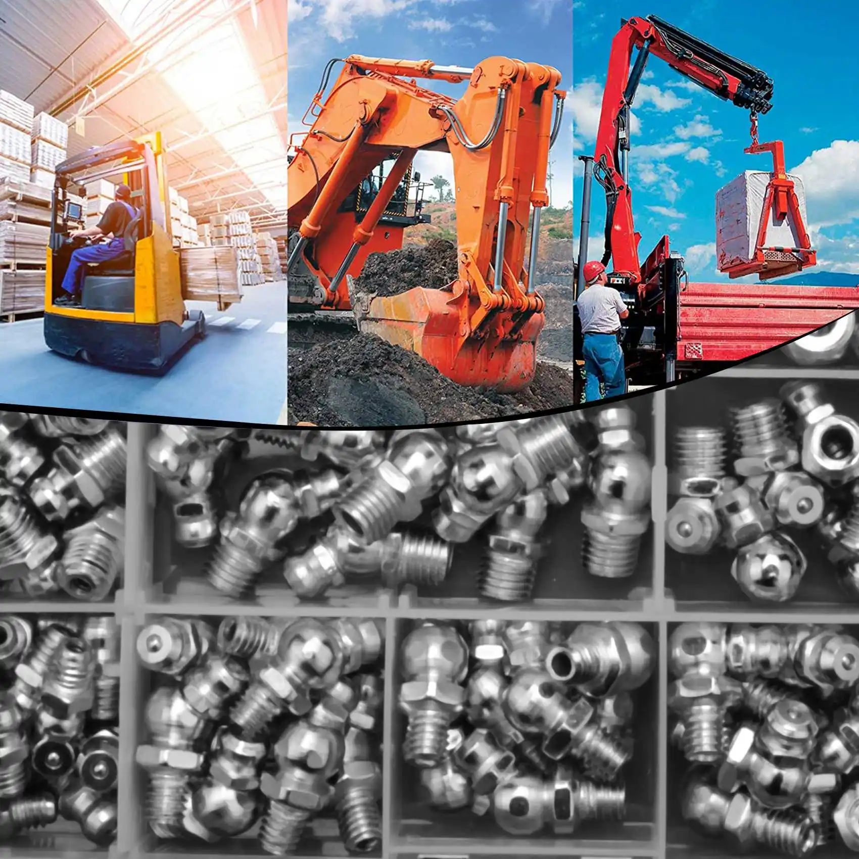 115 шт. стальные фитинги для сосков Zerk прямые 90 градусов 45 угловые (M6 M8 M10)