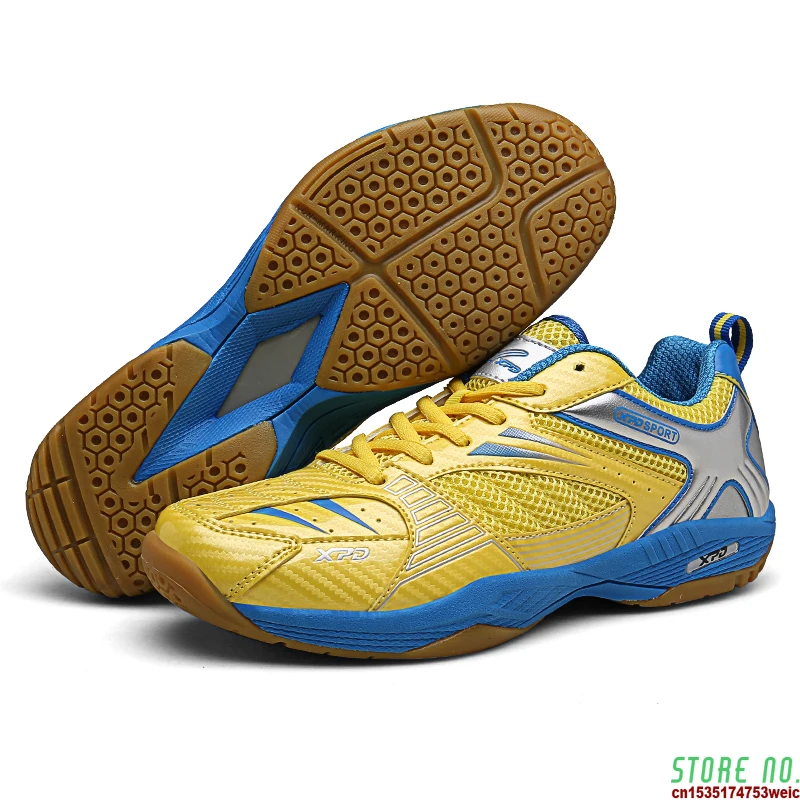 

Fashion Yellow Badminton Shoes Mesh Men High Quality Breathable Professional Women Table Tennis Sneakers Non-slip