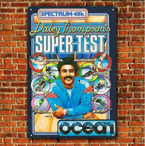 Металлический постер суперспектра для видеоигр Daley Томпсон в ретро-стиле (8x12