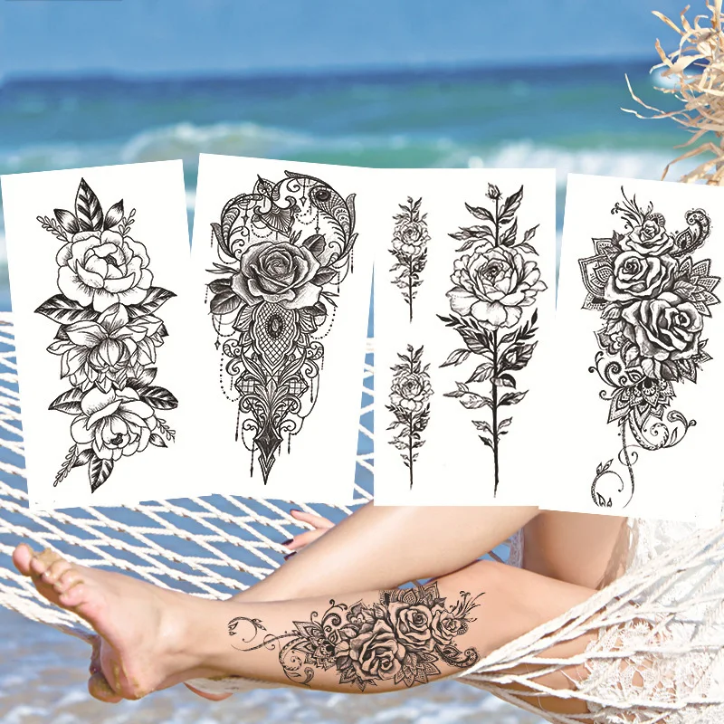 

Черно-белые фотонаклейки серии животных, волк, Лев, тигр, боди-арт, руки, ноги, искусственные татуировки для мужчин и женщин