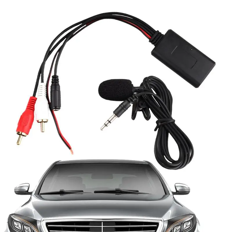 

Автомобильный музыкальный аудиокабель AUX 2RCA с интерфейсом, гарнитура Bluetooth, совместимый звуковой бокс, адаптер с микрофоном, универсальный для автомобиля
