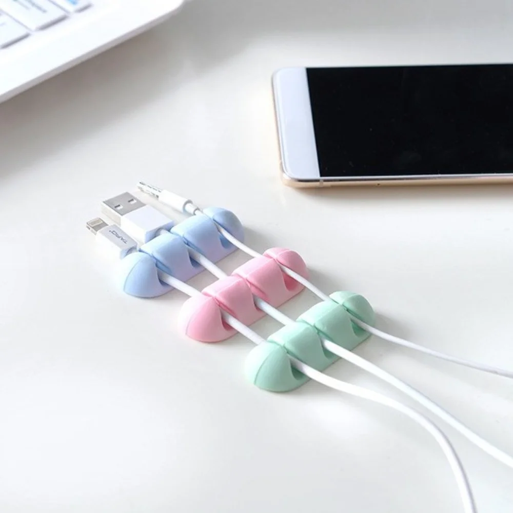 

2Pcs/set Cable Holder Protector Management Self-adhesive Device Organizer Desktop Plug Silicone Wire Clips Power Cord Winders