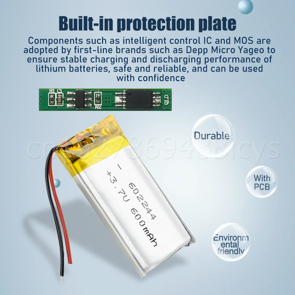 602244 600mAh 3 7 V Li-Po литиевая полимерная аккумуляторная батарея для MP3 MP4 GPS светильник