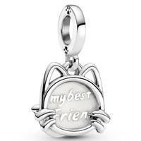 authentic 925 sterling silver moments my pet cat dangle charm bead fit women pandora bracelet necklace jewelry