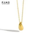 F.I.N.S простое ожерелье из серебра 925 пробы с гладкой каплевидной подвеской индивидуальное Короткое серебряное ожерелье 925 ювелирные изделия корейская мода