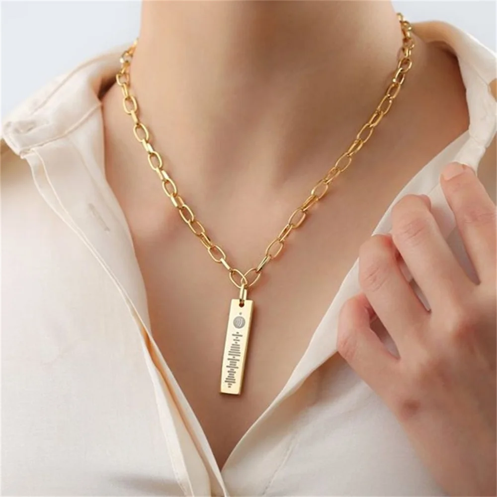 Personalized Necklace Music Spotify Scan Code Female Male Stainless Steel Necklace Custom Laser Engraving Spotify Code Jewelry
