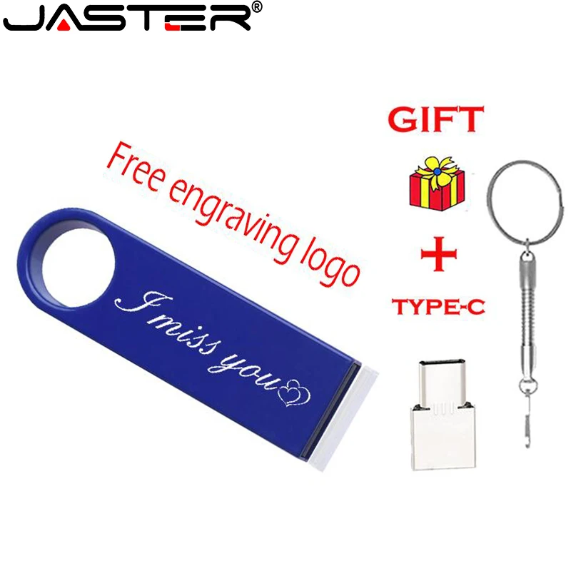 

JASTER USB 2.0 Flash Drive 64GB Comes With Gifts Key Chain Pen Drives 32GB 16GB 2 in 1 TYPE-C Metal U Disk 8GB 4GB Memory Stick